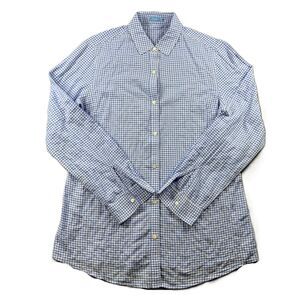 J McLaughlin Women Button Up Shirt Plaid Gingham Cotton Blue White Small H302